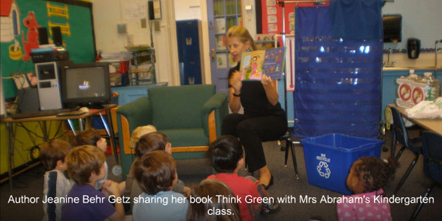 Jeanine reads to a kindergarten class