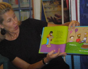 Jeanine reads to a kindergarten class